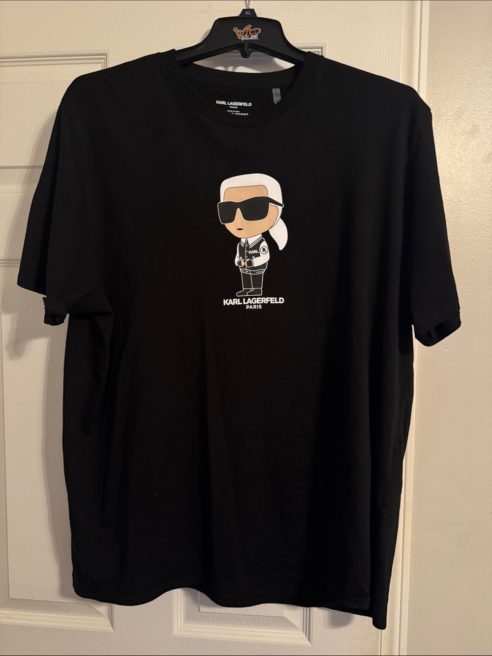 Karl Lagerfeld Black Tee with Cartoon Karl Graphic